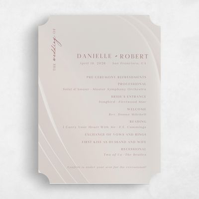 Beige Ticket Wedding Program - Asher