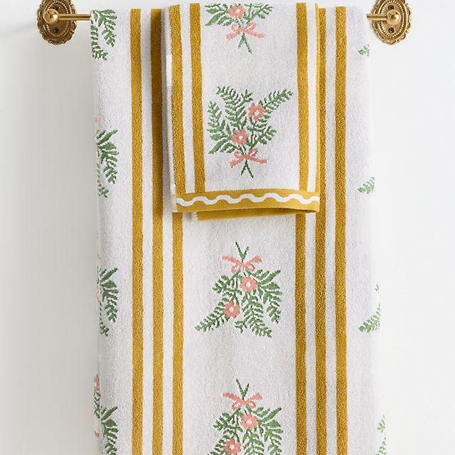Tess Cotton Woven Floral Towel Collection
