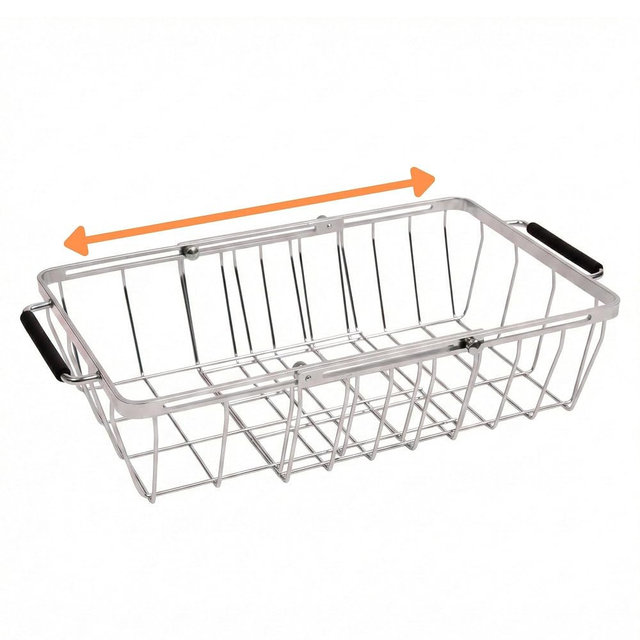 Adjustable Cooler Basket - Expands 11.75" to 18.5" - Non-Slip Rubber Handles, Universal Insert for Full Size Ice Chests, Dry Goods Tray Cooler Accessory - Fits Igloo, Coleman, Lifetime, Pelican, More