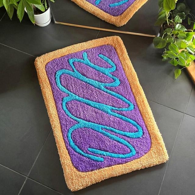 Handmade Berry Toaster Tart Rug, Cute Nostalgic Trendy Retro Home Decor, Funny Snack Cake Food Rug Art, Unique Gifts Custom Orders Available