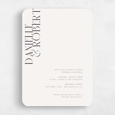 Beige Rounded Wedding Invitation - Falcon Portrait