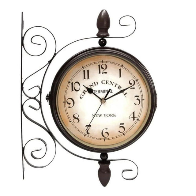 Vintage Double Sided Wall Clock Industrial Wall Clock for Outdoor Decorative Art Antique Decor Office Silent Kitchen Watches Steampunk Double Sided Mounted