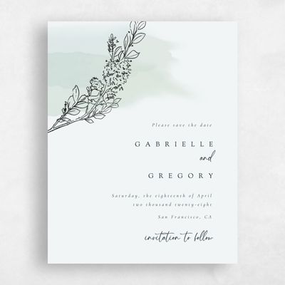 Soft Teal, Blue Wedding Save the Date - Lorraine Portrait