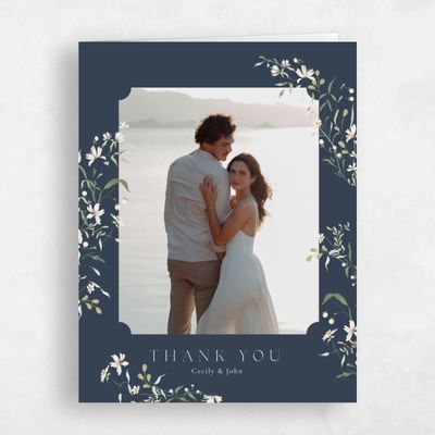Grayed Navy, Blue Wedding Thank You - Tansy Photo