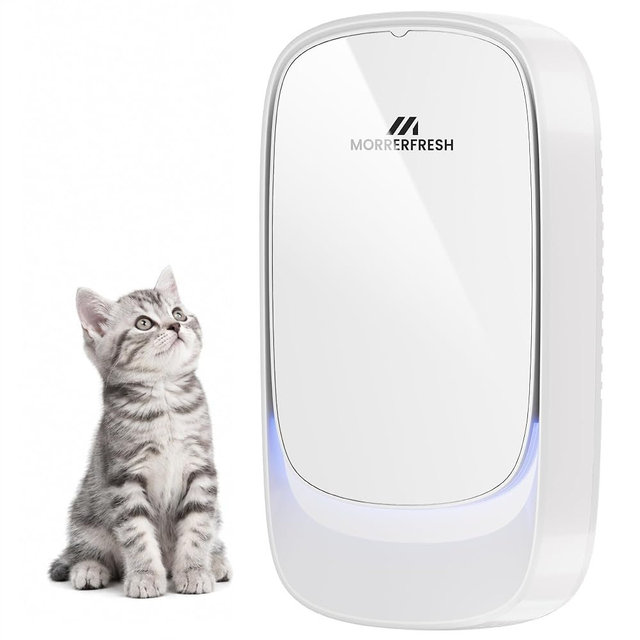 Morrerfresh Air Ionizers, Plug in Negative Ion Air Purifier, Pet Odor Eliminator for Dogs/Cats, Ozone Free Quiet Air Freshener for Small Spaces/Cat Litter Room, Kitchen, Smoke Dust, Mini Air Cleaner