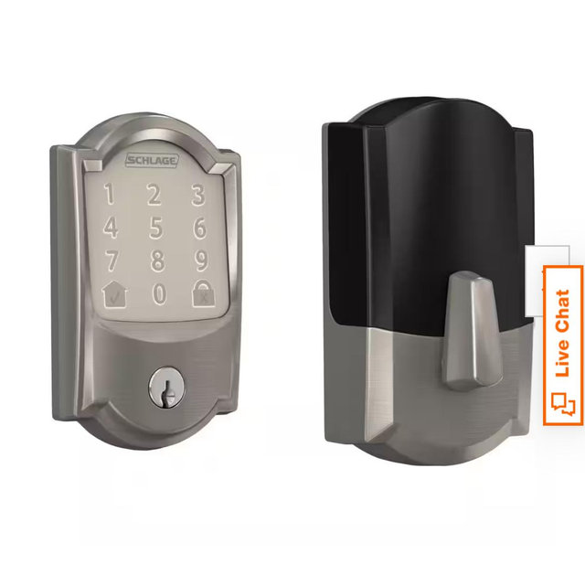Camelot Satin Nickel Encode Wifi Electronic Touchscreen Door Deadbolt Alarmed Lock
