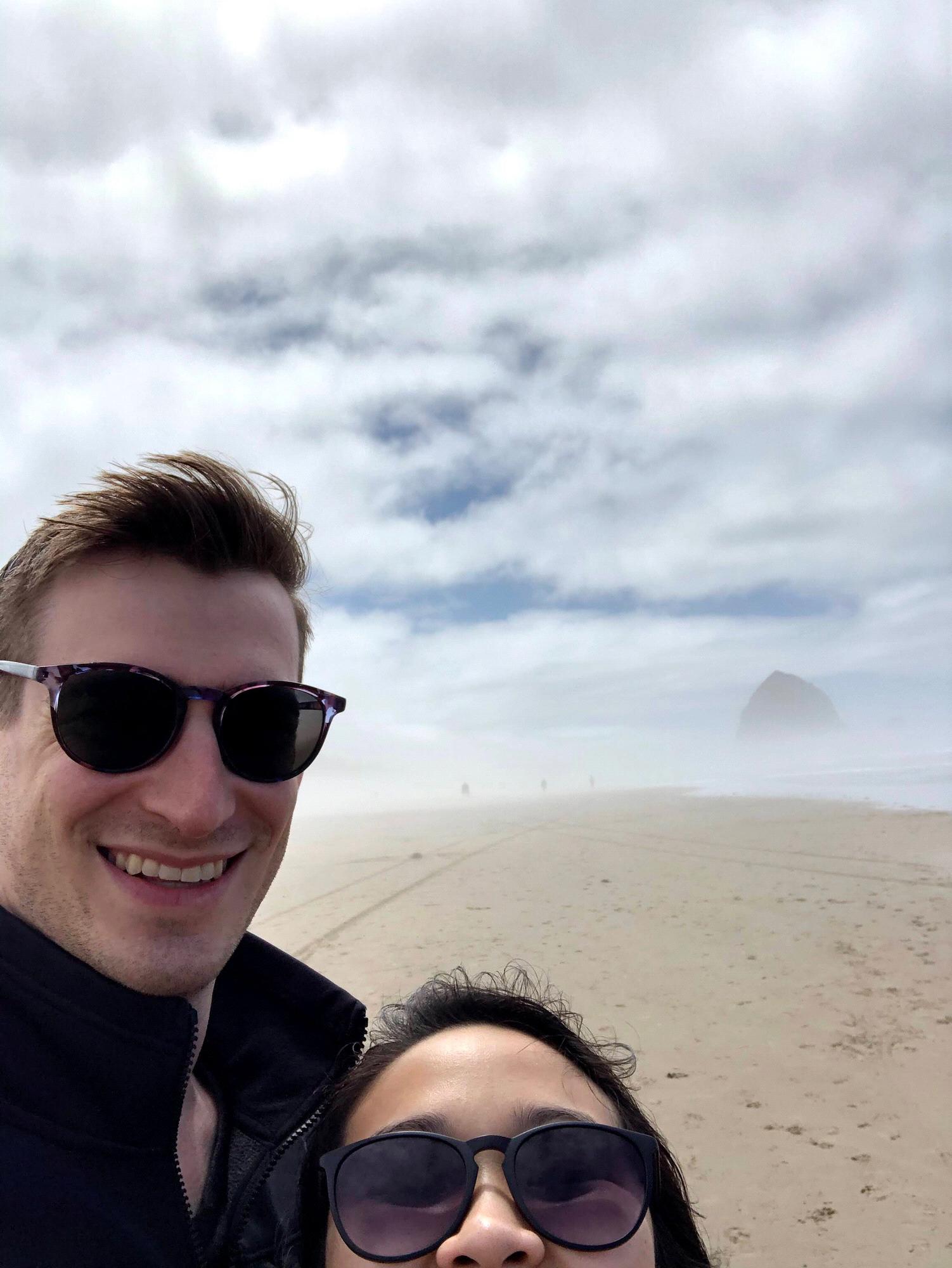 Mykhanh is exactly one foot shorter than Josh. Sometimes he likes to mess with her because of that.