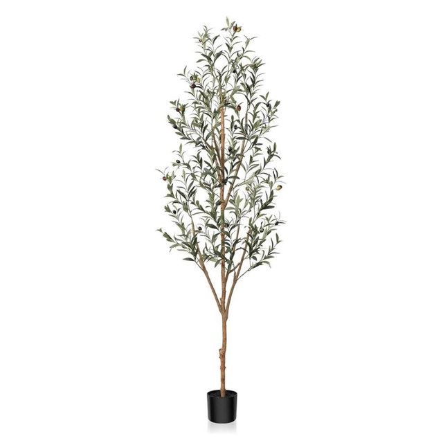 Kazeila Artificial Olive Tree 6FT Tall Faux Silk Plant for Home Office Decor Indoor Fake Potted Tree with Wood Branches and Fruits