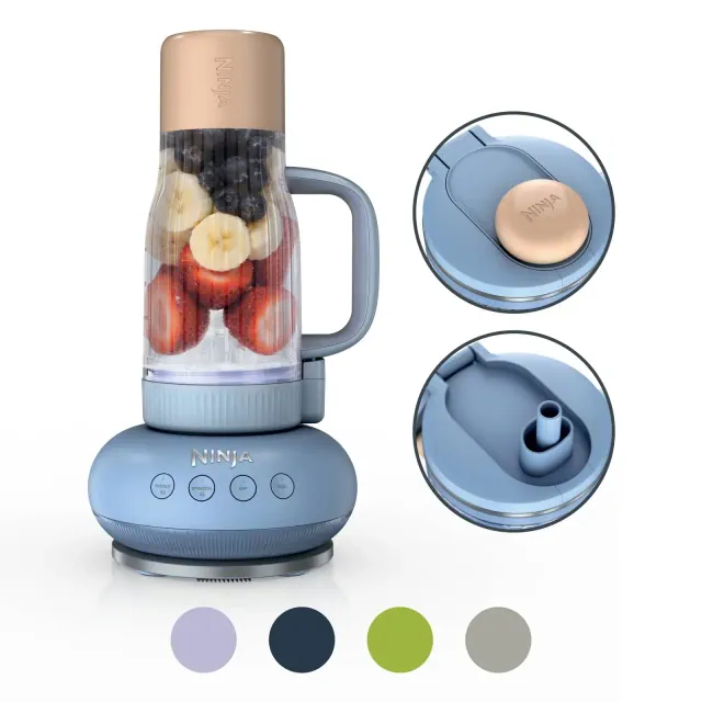 Ninja BlendBoss Tumbler Blender with 26oz Travel Tumbler, Detachable Straw & Chug Spout Lid Blueberry Lush