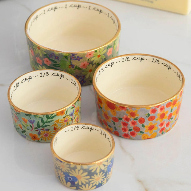Ceramic Nesting Measuring Cups - Multi Floral