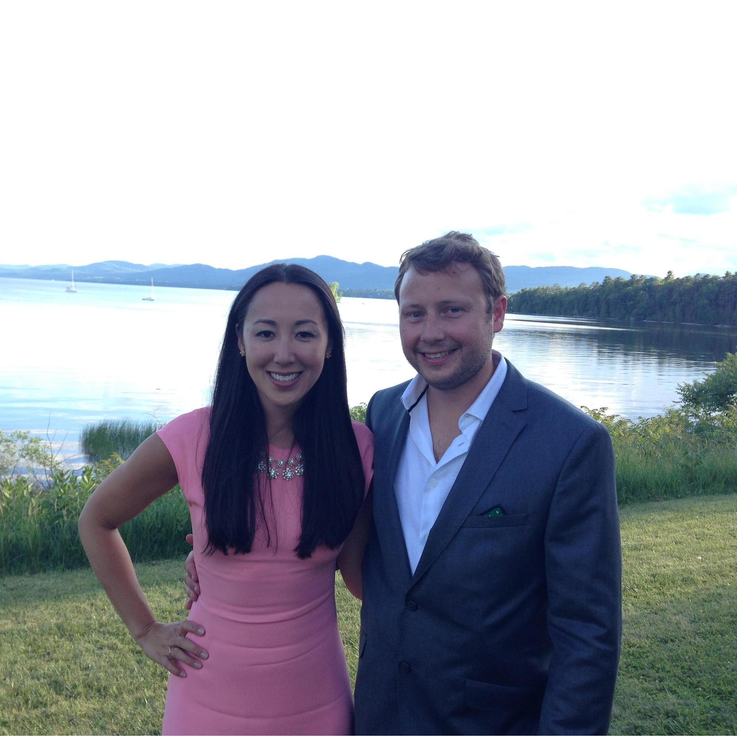 Celebrating at our dear friend's wedding in Vermont (Lake Champlain, VT, June 2014)