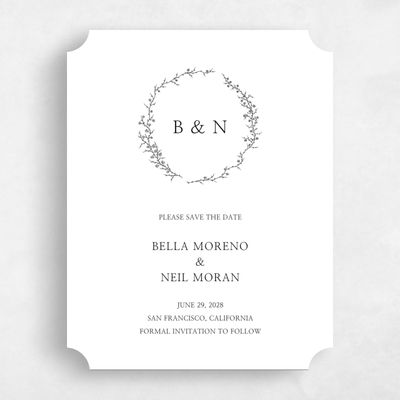 White Ticket Wedding Save the Date - Earlewood Portrait