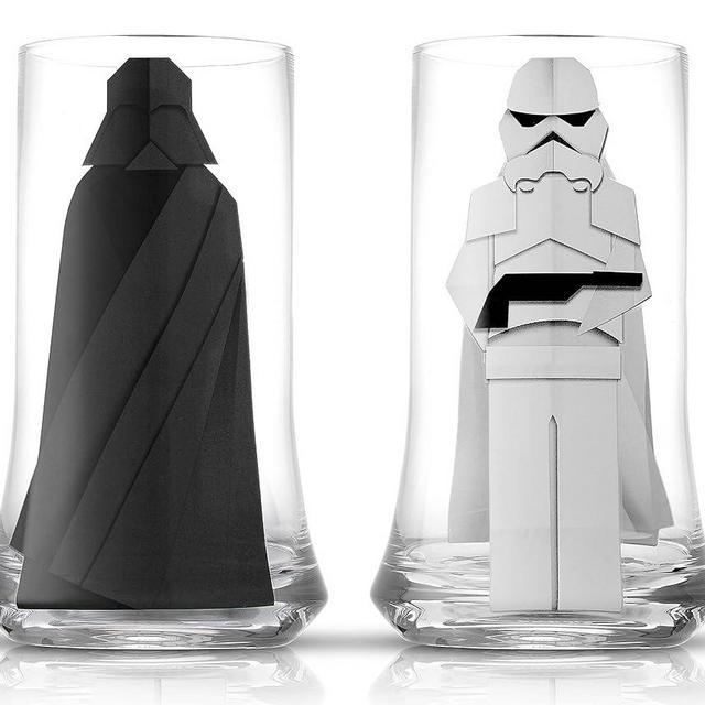 JoyJolt Star Wars Merchandise Beware The Darkside, Darth Vader™ Crystal Highball Glasses Set of 2 (18.5oz) Star Wars Glass Tumbler. Juice, Water Glasses, Mixed Drink Glasses, High Baller Glasses