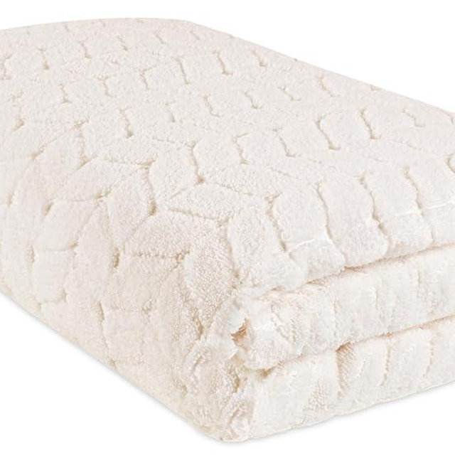 BAGNO MILANO Turkish Cotton Bath Towels, Hand Towels - Soft Plush Jacquard Collection Luxury Towels Set (Cream, Bath Sheet 35x70)