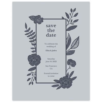 Smokey Navy, Blue Wedding Digital Save the Date - Catania Border