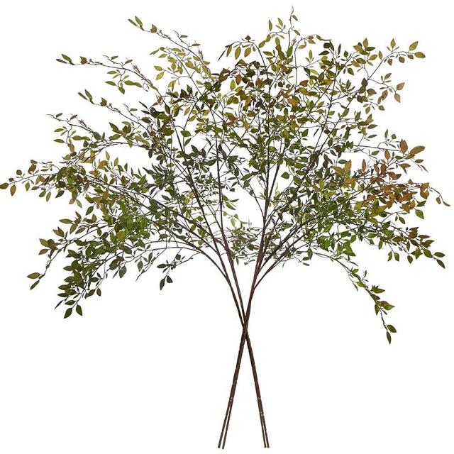 Uqueeten Greenery Stem Vase with Simulated 43.3 inches Stems and Branches Simulated Eucalyptus Leaves for Indoor Bedroom Living Room Dining Table Outdoor Garden Decoration（4Pcs Orange）