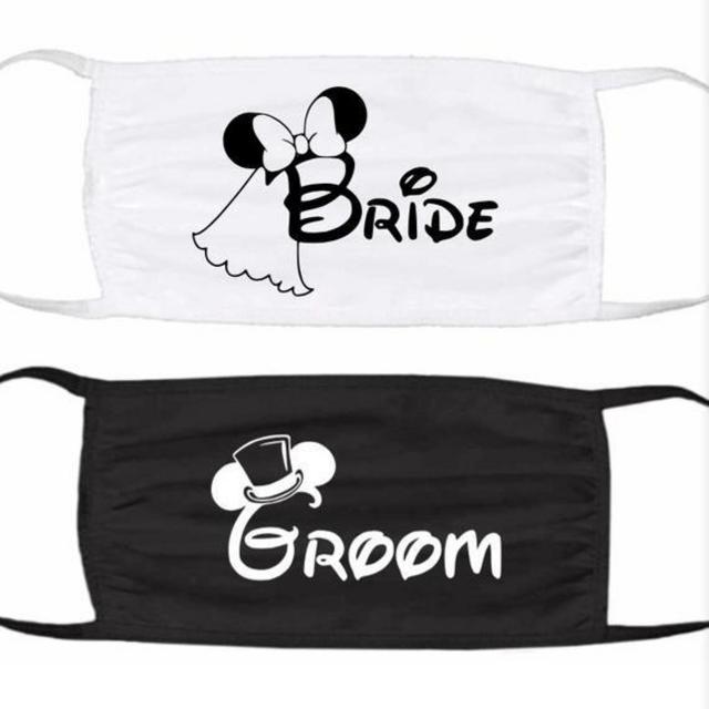 Bride and Groom Face Masks | One Black and One White