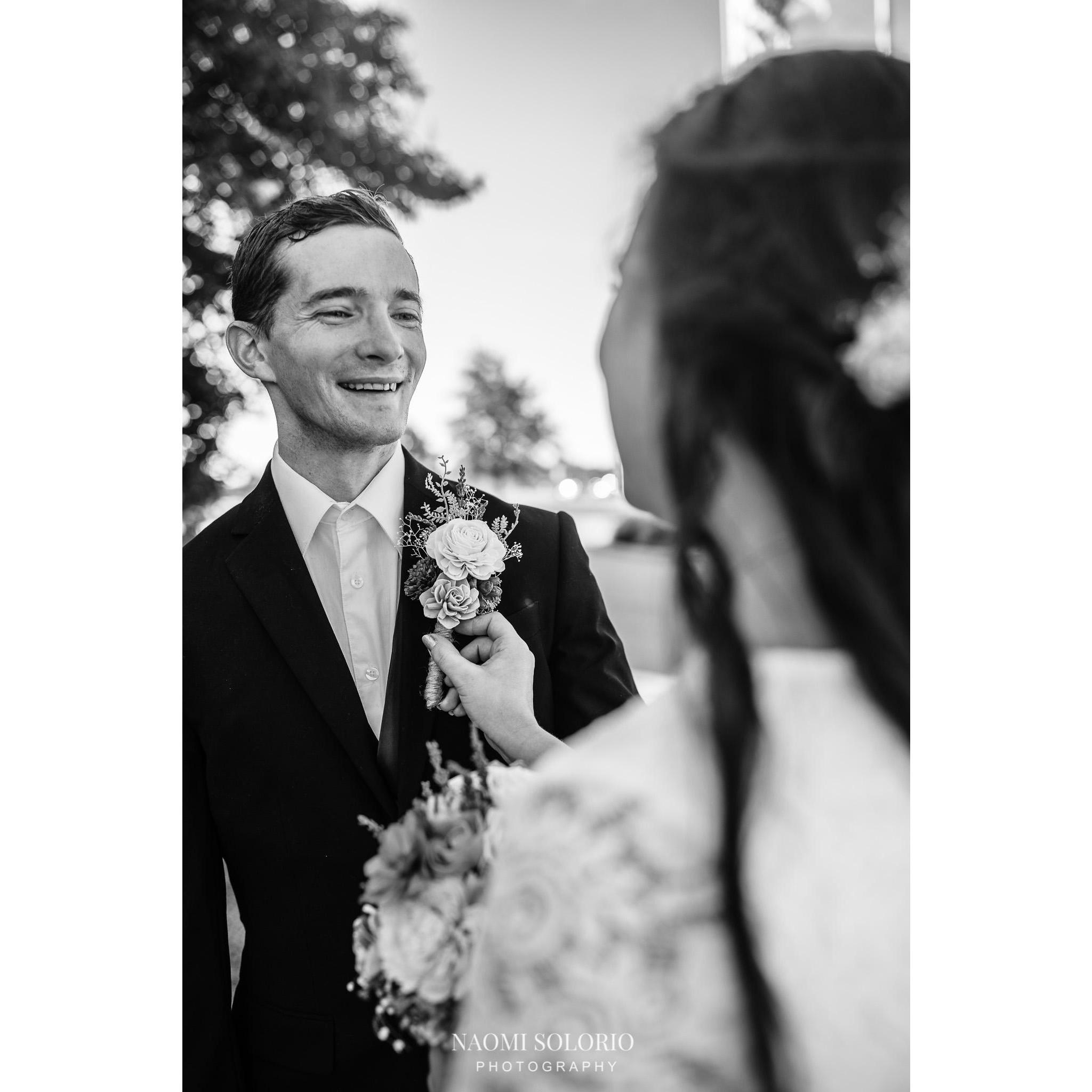 First look on our wedding day!
