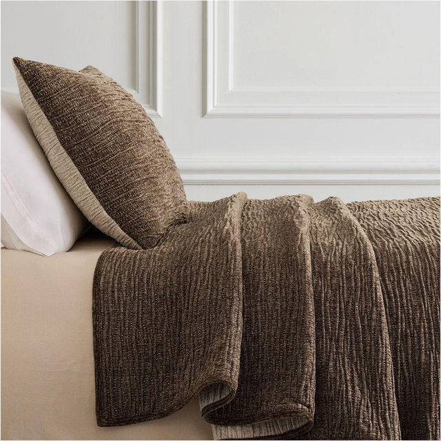 Chenille Reflections Coverlet, Full/Queen, Cognac