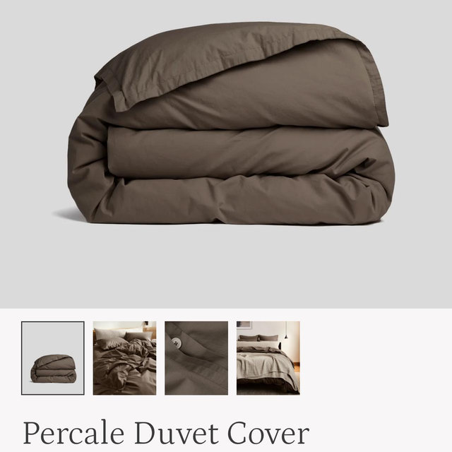 Percale Duvet Cover, Warm Grey - QUEEN
