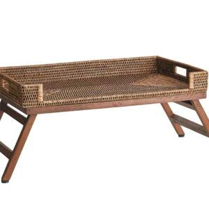 Neriya Coastal Beach Brown Rattan Handwoven Lap Tray Table