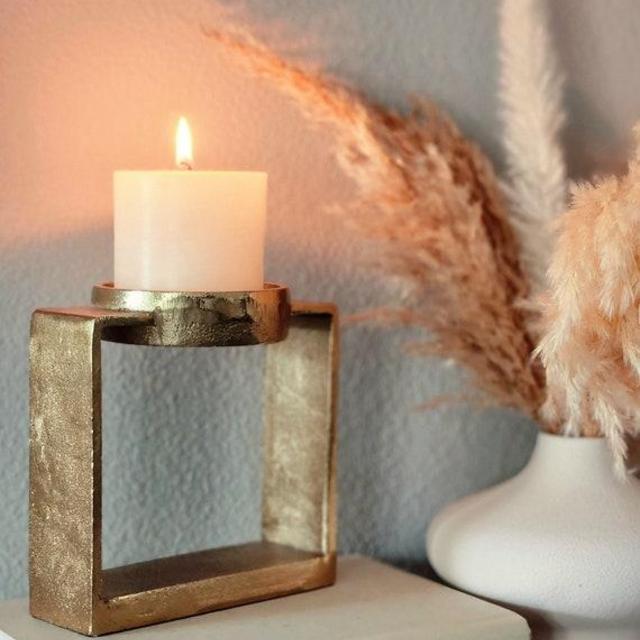 Hammered Gold Pillar Candle Holder, Metal Gold Pillar Holder, Gold Candle Holder