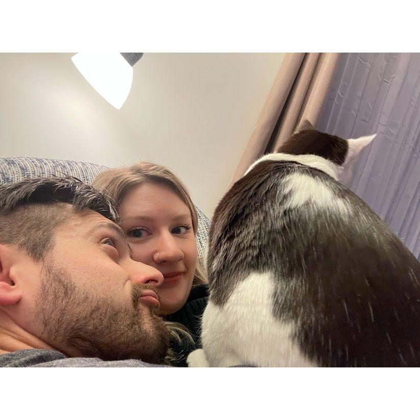 Bill sitting on us. Fort St. John, BC - January 2023