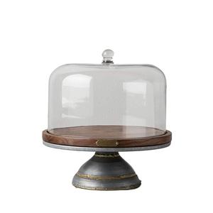 Magnolia Hearth Hand Cake Stand Glass Covered Wooden Farmhouse Kitchen Table Decor