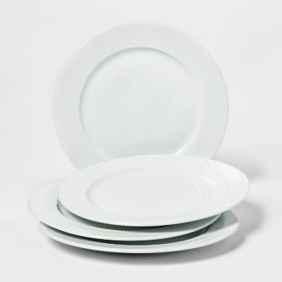 11" Porcelain Beaded Dinner Plate White - Threshold™