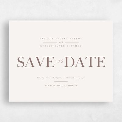 Light Oatmeal, Beige Wedding Save the Date - Holt Landscape