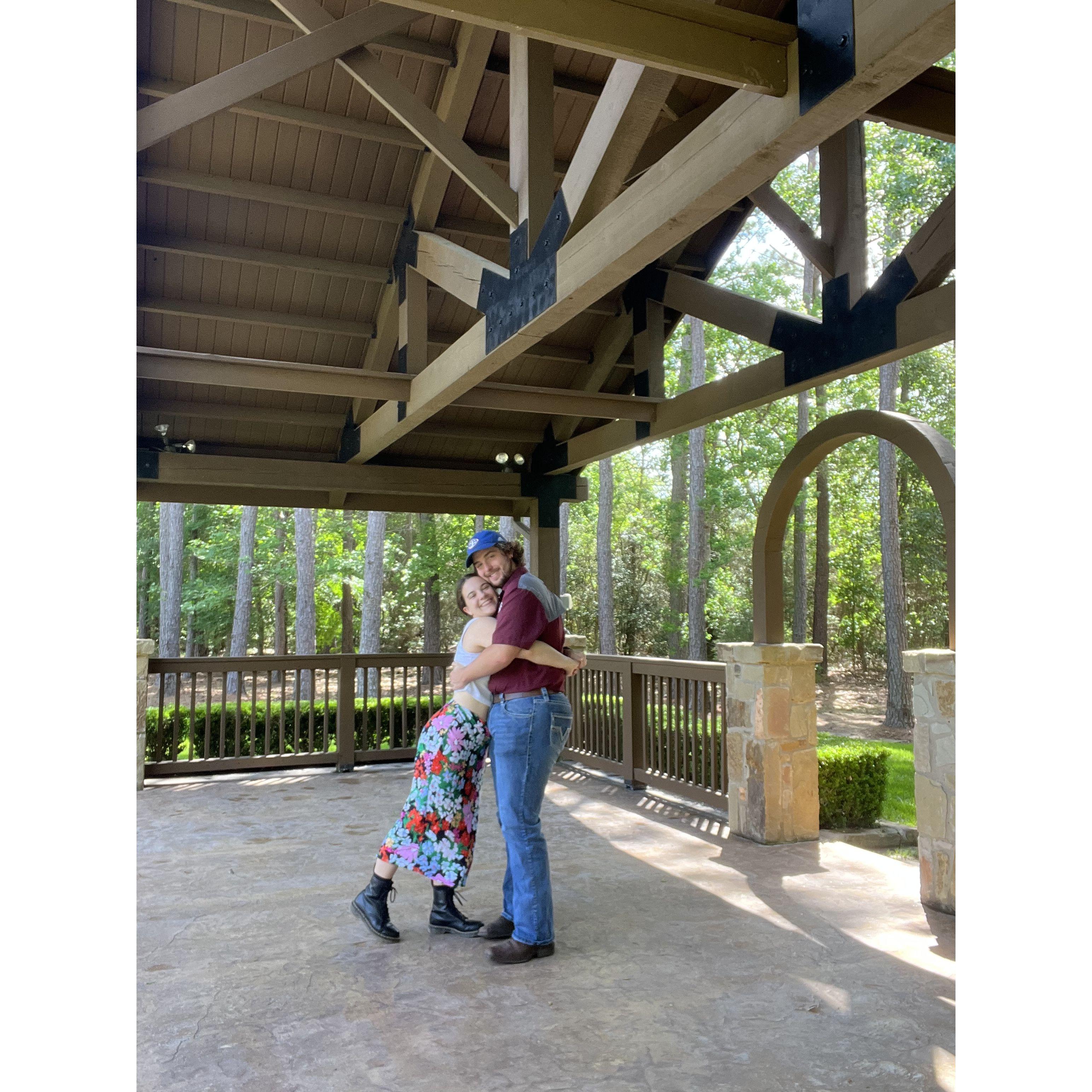 We took this at our wedding venue on the day we picked it out!