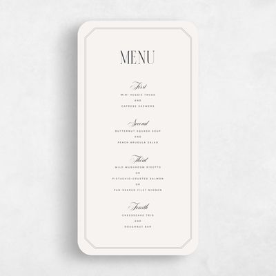 Beige Rounded Wedding Menu - Naida