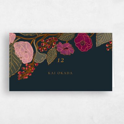 Blue Maximalist Wedding Place Card - Elody