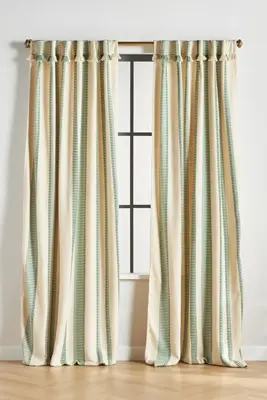 Pieced Stripe Cotton Blend Woven Curtain