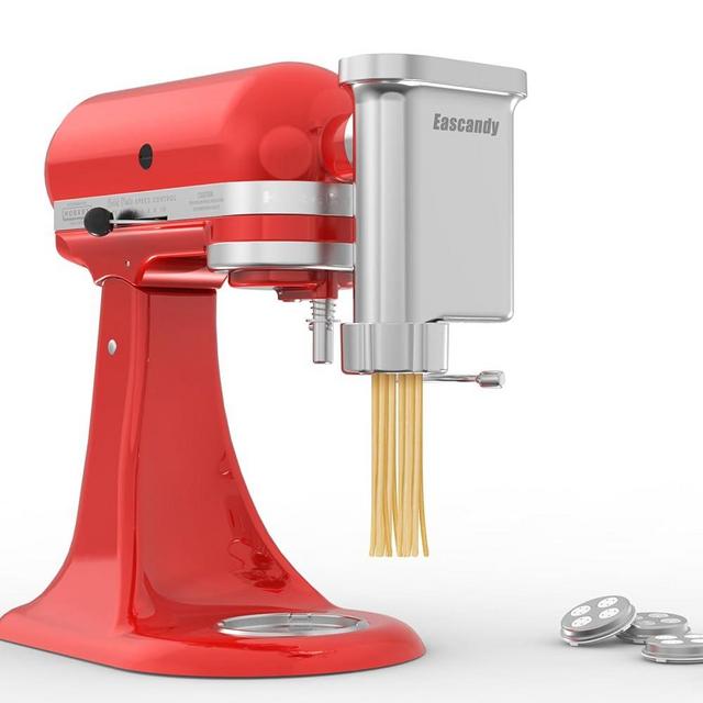Eascandy Metal Gourmet Pasta Press Attachment for KitchenAid Stand Mixer – Durable Metal Pasta Maker Attachment with 5 Interchangeable Plates for Fresh Homemade Pasta