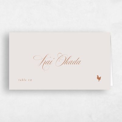 Light Greige, Beige Wedding Place Card - Thorn Chicken