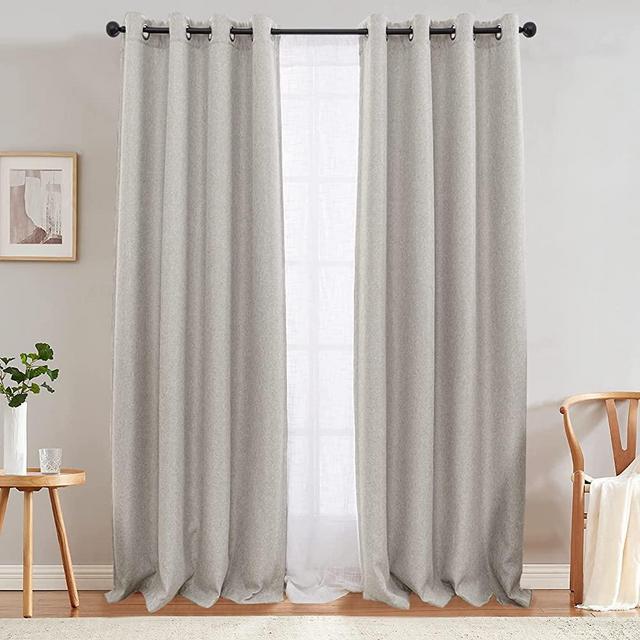 jinchan Curtain for Living Room Bedroom Curtain for Window Texture Stone White Curtain Single Panel 84 Inches Length Drape Ivory Room Darkening Curtain