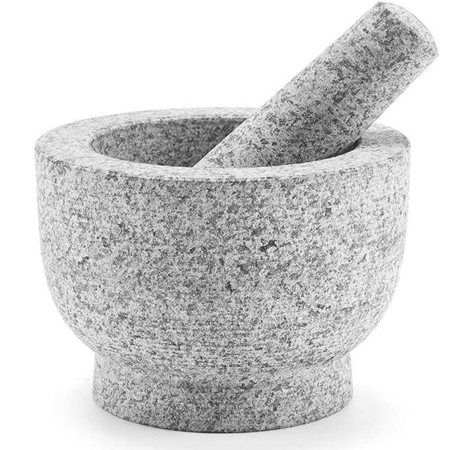 Large Mortar and Pestle Set, Granite Stone, Heavy Duty Herb Spice