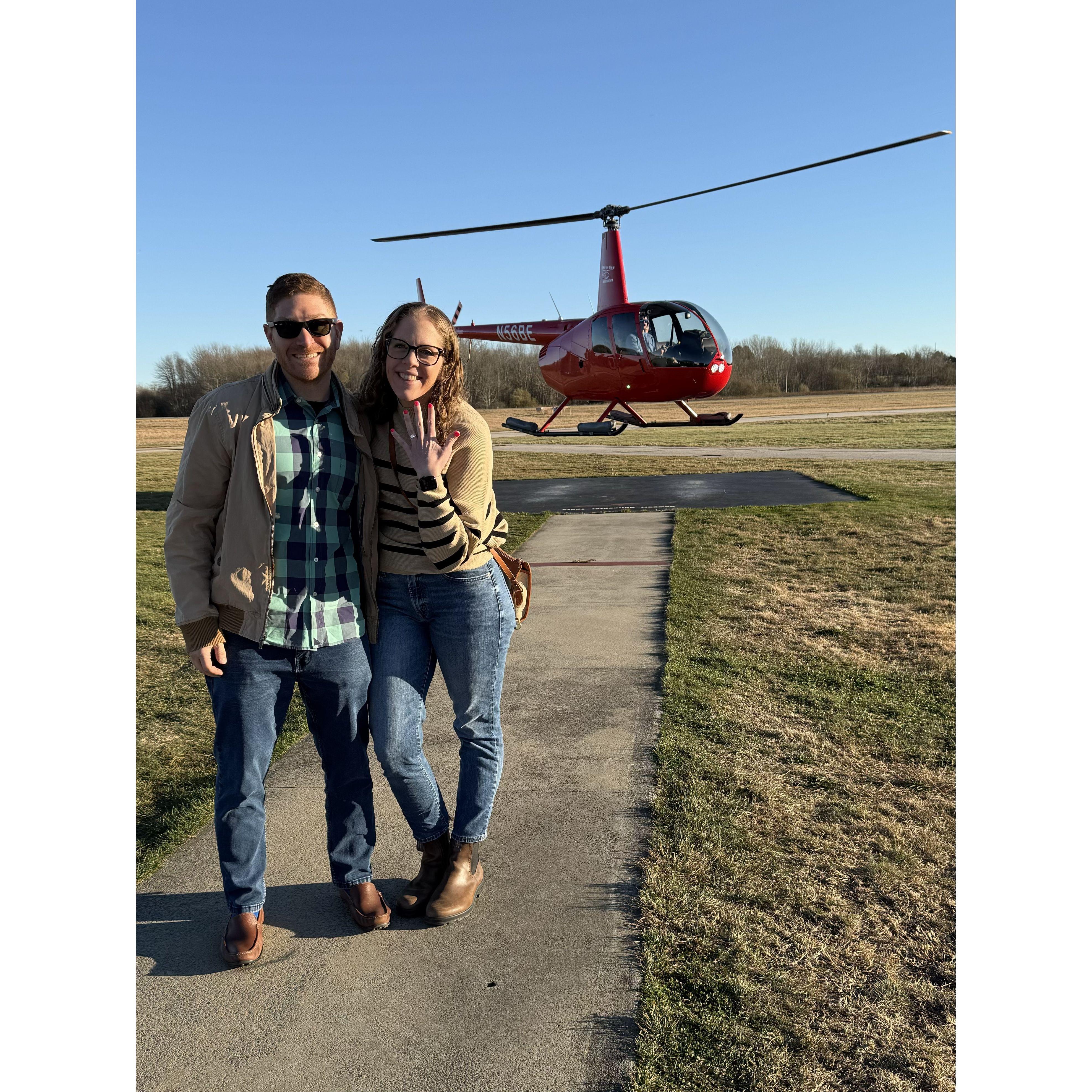 Paul planned a helicopter tour over Newport the day he proposed.