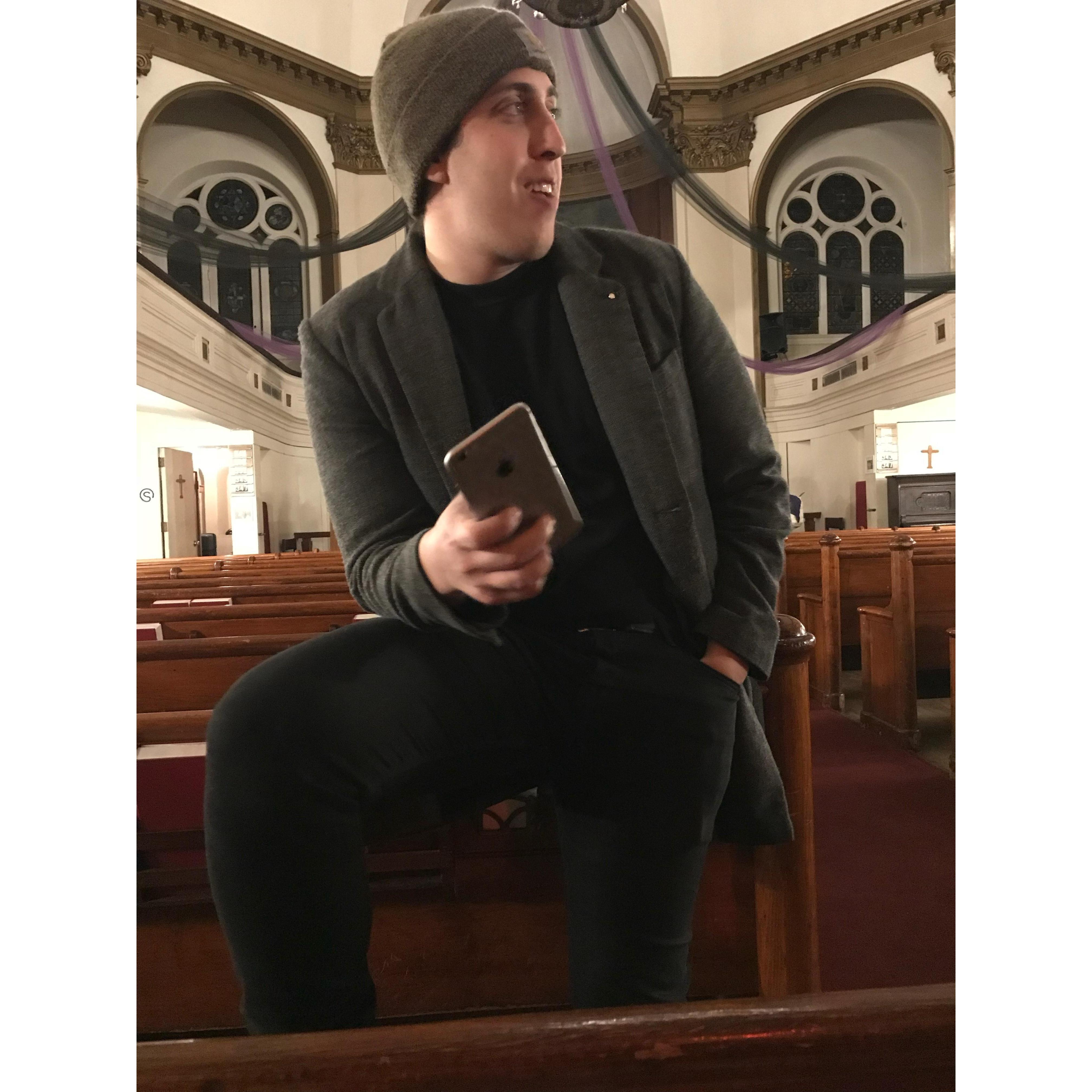 We had wednesday night small group services (Exchange) & Matt helped teach a Bible College program @ this small church location in Greenwich Village