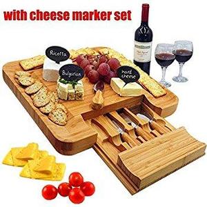 Bamboo Cheese Board with Cutlery Set