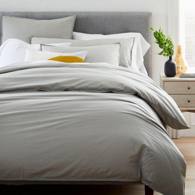 Organic Washed Cotton Duvet & King Sham, Pearl Gray, King