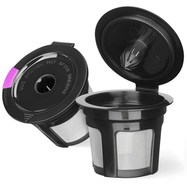 Reusable K Cups for Keurig K Elite, K Classic, K Compact, K Latte, K Duo and All 2.0 & 1.0 Coffee Makers, 2 Pack K Cup Coffee Filters - Black
