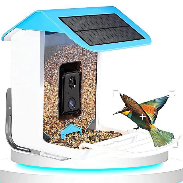 QwayHome Smart Bird Feeder Camera, Bird Feeder with Camera Solar Power, AI Identify Bird Species,1080P HD Video, Outdoor Waterproof Bird House with Camera WiFi Wireless, Bird Lover Gift Ideas