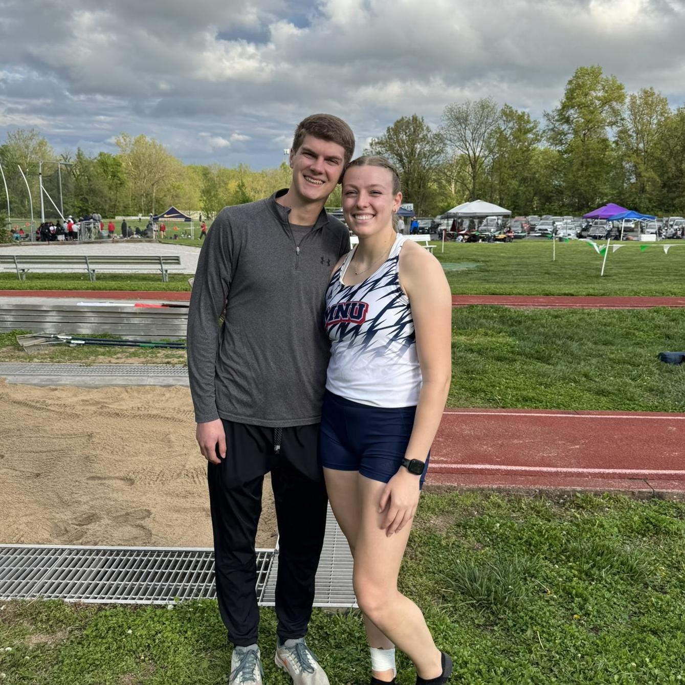 Even when Ian was on the road, he was still Hayley's #1 fan! He got to be home for Hayley's Conference Championship meet!