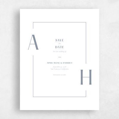 Periwinkle Gray, Grey Wedding Save the Date - Wetherby Portrait