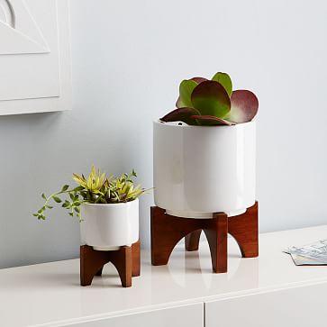 Mid-Century Turned Leg Tabletop Planters - Large