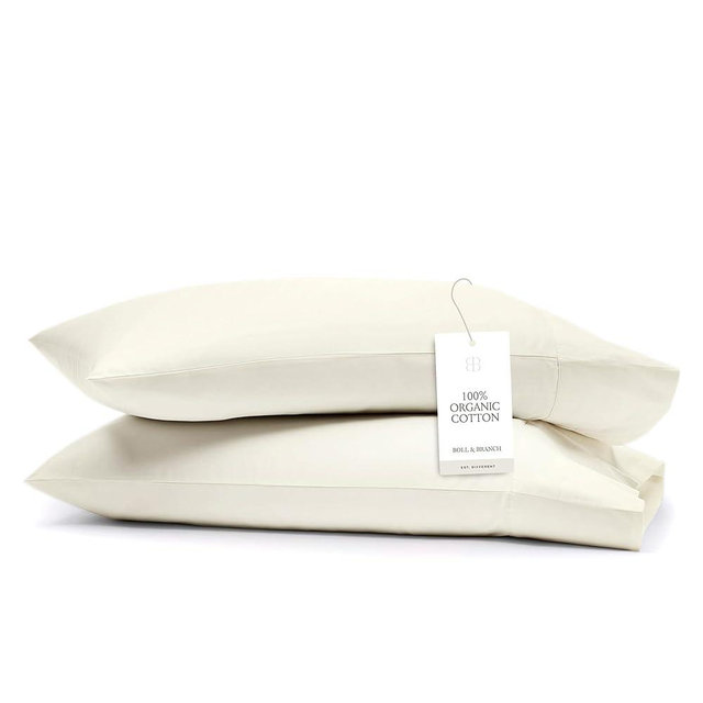 Boll & Branch Signature Hemmed Pillowcase Set - King, Cream - Luxury 100% Organic Cotton - Buttery Soft and Breathable - Softer with Every Wash - 2 Pillowcases Included