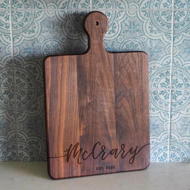 charcuterie board personalized Serving Board with handle Monogrammed Personalized Cheese Board Engagement Gift Bridal Shower Gift - 001