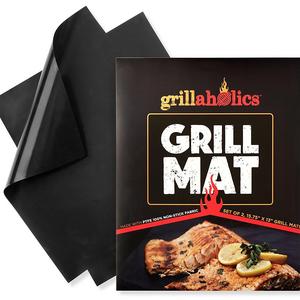 DSquared International LLC - Grillaholics Grill Mat - Set of 2 Heavy Duty BBQ Grill Mats - Non Stick, Reusable, and Easy to Clean Barbecue Grilling Accessories - Lifetime Manufacturers Warranty